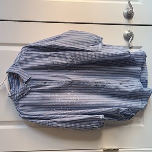 Anthropologie Blue and White Striped Button-Down Shirt